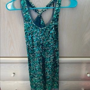 Turquoise sequin racer back tank